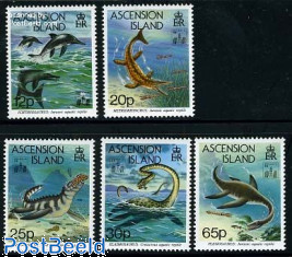 Prehistoric animals, Hong Kong overprints 5v