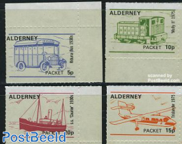 Alderney Parcel delivery stamps, Transport 4v
