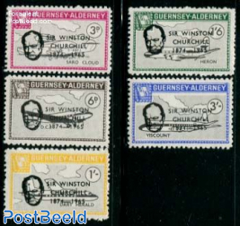 Commodore parcel stamps, Death of Churchill 5v