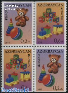 Europa, Old Toys 4v from booklet, Partially Perforated