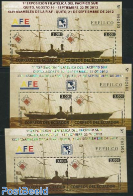 Philatelic exposition 3 s/s (red, Silver, Gold text)