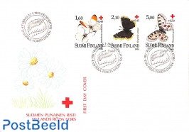 Red Cross, butterflies 3v