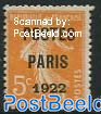 5c, Precancel, Paris 1922,  Stamp out of set
