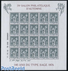 Philatelic Salon, Type Sage 1876 s/s