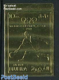 Olympic tennis 1v, gold, imperforated