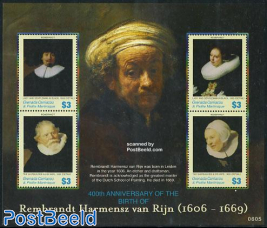 Carriacou, Rembrandt paintings 4v m/s