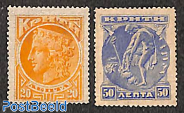 Crete, definitives new colours 2v