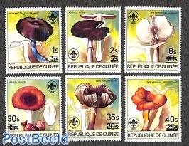 Mushrooms 6v, overprinted