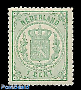 1c green, perf. 13.25, small holes, Stamp out of s