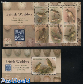 British Warblers 2 s/s, London Stamp Exhibition