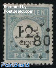 12.5c, Postage due, Type I, Perf. 12.5, small hole