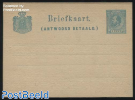Reply Paid Postcard 5+5c, coat of arms narrow lined
