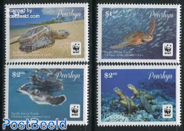 WWF, Pacific Green Turtle 4v (with borders)