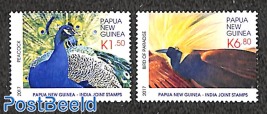 Joint issue India, birds 2v
