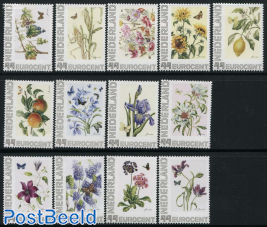 Flowers, Janneke Brinkman, only stamps with butterflies 13v