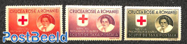 Red Cross, grey paper 3v