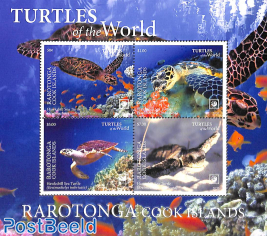 Rarotonga, Turtles 4v m/s (with white borders)