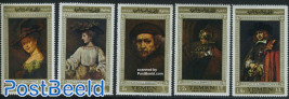Rembrandt paintings 5v, gold border