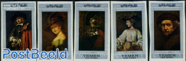 Rembrandt paintings 5v, silver border imperforated