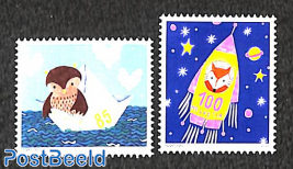 Wishing stamps owl & fox 2v