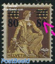 80c Overprint, Plate Flaw, Open 8 on right 80.
