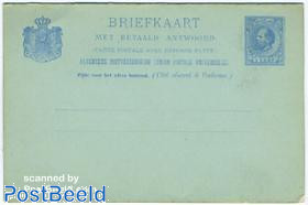 Postcard with Paid answer 5c blue