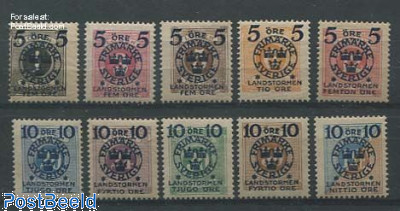 Overprints on postage due stamps 10v