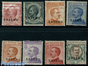 SASENO overprints on Italian stamps 8v