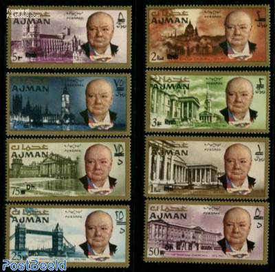 Sir Winston Churchill 8v with overprints