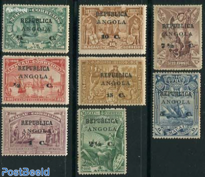 Vasco da Gama 8v (overprints on Macao stamps)