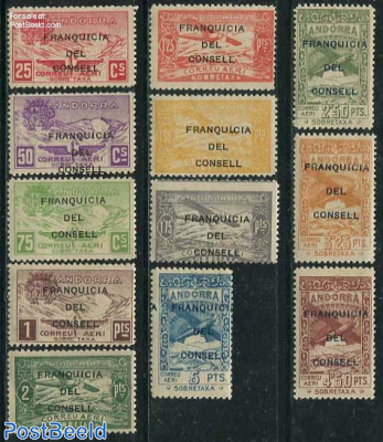 Unissued armail stamps with Franquicia del consell overprints 12v