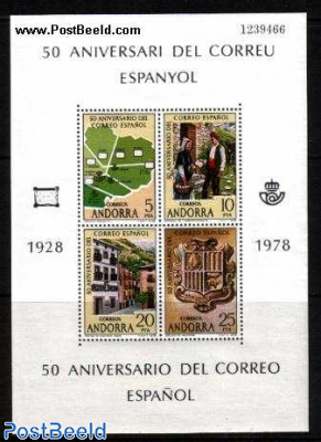 Spanish post office 50th anniv. s/s