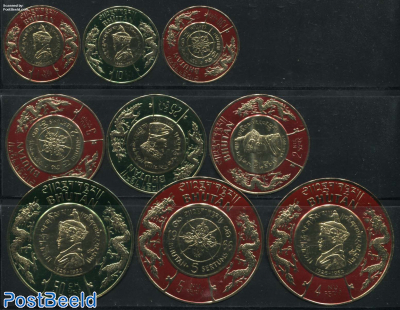 Maharadja 9v, thick round stamps