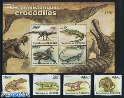 Prehistoric animals 4v + s/s