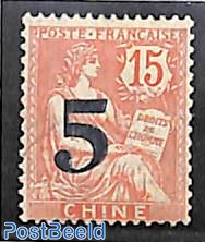 French post, 5 on 15c overprint