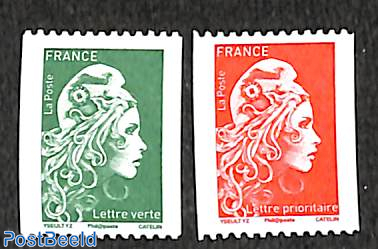 Marianne definitives, coil stamps 2v