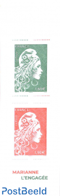 Marianne booklet with 14 stamps (2 large, 12 small)