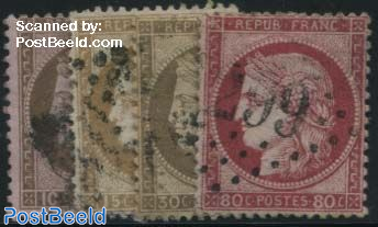 Definitives, Ceres, large numbers, 4v