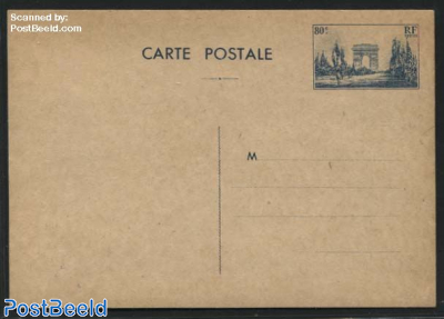 Postcard Arc de Triomphe 80c blue