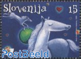 Greeting stamp, horse 1v