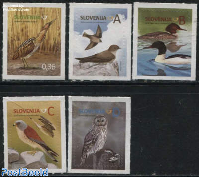 Definitives, Birds 5v s-a, Regular Perforation, Issued 2015