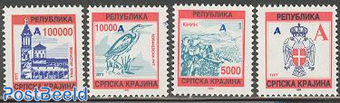 Krajina, Definitives, overprints 4v