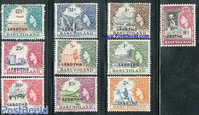 Definitives of Basutoland overprinted 10v