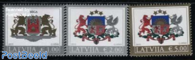 Coats of Arms, Latvia & Riga 3v