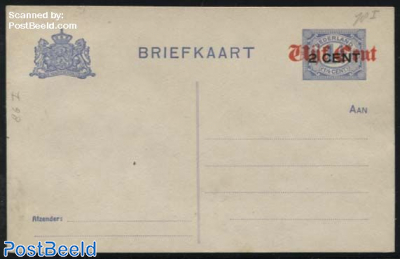 Postcard Vijf Cent on 2CENT on 1.5c ultramarin, long dividing line