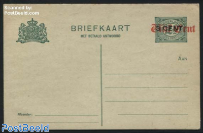 Reply Paid Postcard Vijf Cent on 3CENT on 2.5c, long dividing line