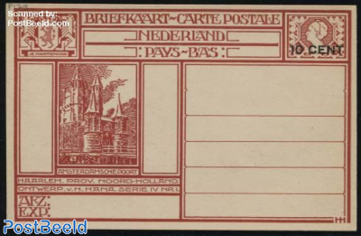 Postcard 10c on 12.5c, Haarlem-Amsterdamsche Poort