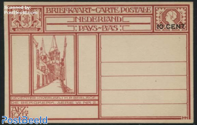 Postcard 10c on 12.5c, Deventer-De Bergkerk