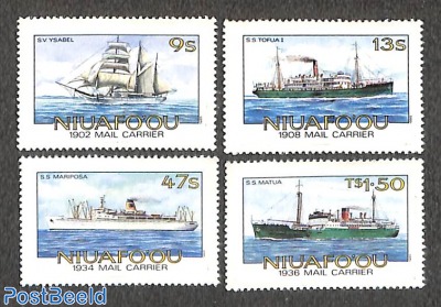 Postal ships 4v (stamps imperforated, carrier perforated)