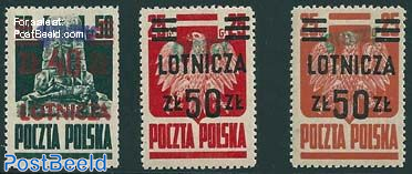 Lotnicza 3V with Groszy overprint